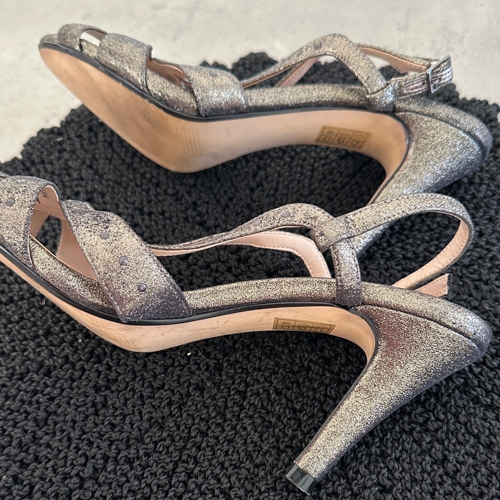 Town Shoes Leather | Metallic Strappy Heels | Size 8 - Picture 9 of 11